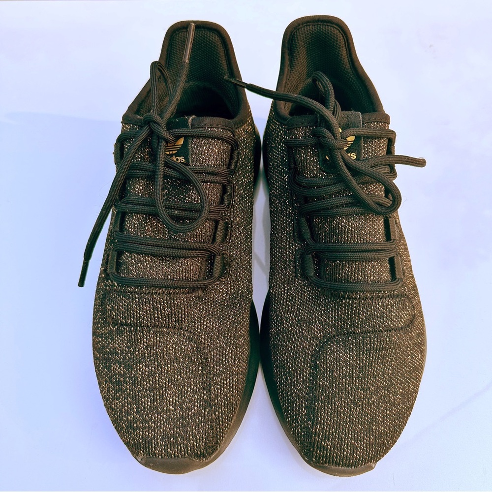 ADIDAS Male Tubular Shadow Brown Gold Glittery Tennis Shoes Sneakers Size 6